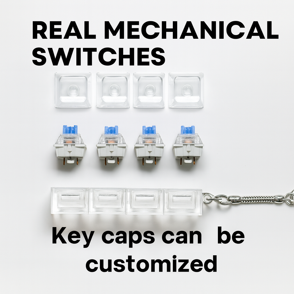 Keyboard Fidget Toys for Adults Keyboard Clicker with LED Light Keychain Fidget Sensory Fun Toys for Anxiety Decompression