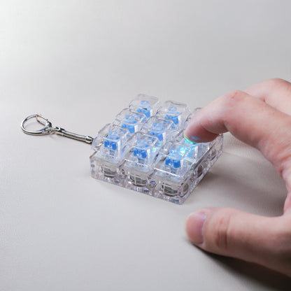 9-Key Keyboard Fidget Toy for Adults – LED Light Keychain Clicker, Sensory Fun Stress Relief Toy for Anxiety & Decompression